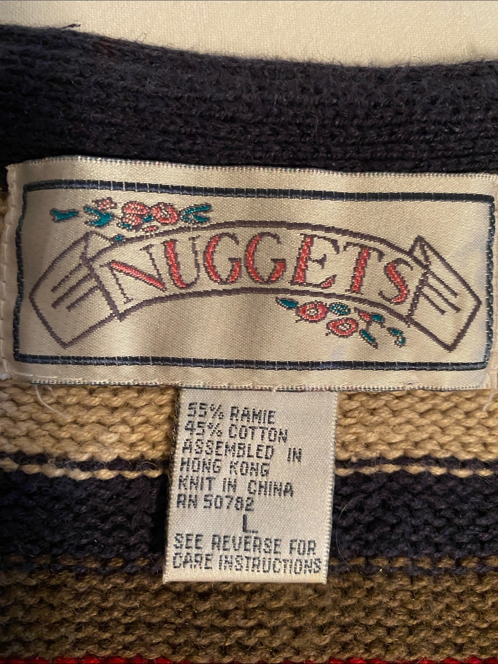 Nuggets Vintage 90’s Fair Isle Knit Button-Up Vest Cotton Ramie Y2K Size Large - Picture 4 of 12